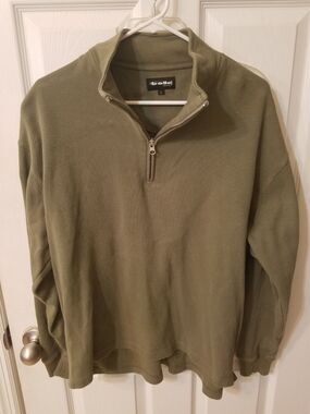Mens Bolle Golf Sweater Size Large Pullover Half Zip Thermal Olive Green
